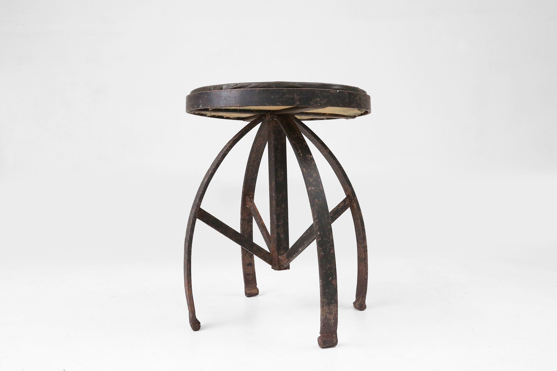 Set of 2 Industrial Black Metal Stools with Frame, France, 1920sthumbnail